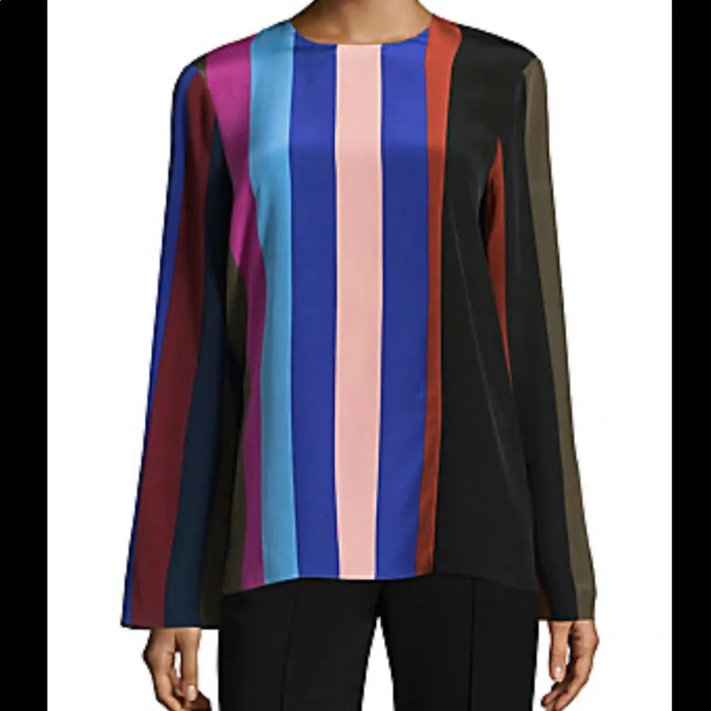 NWOT DVF Striped Silk blouse, size 2 - Picture 2 of 7